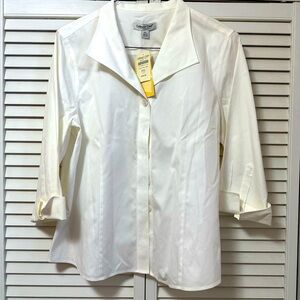 Crisp White Coldwater Creek blouse nee with tags.3/4 sleeves size PXL